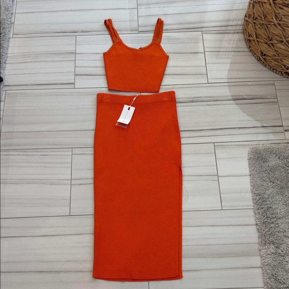 Endless Rose Vibrant Orange Skirt Set